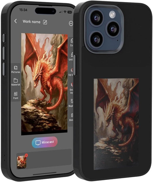 InkYourWay | DIY Picture for iPhone Case Smart E Ink Digital Photo Phone Case Custom Portrait Phone Case App Intelligent Screen Casting Ink Display