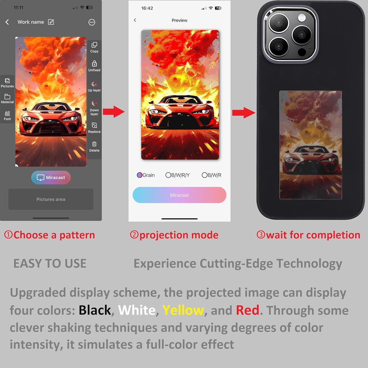 InkYourWay | DIY Picture for iPhone Case Smart E Ink Digital Photo Phone Case Custom Portrait Phone Case App Intelligent Screen Casting Ink Display